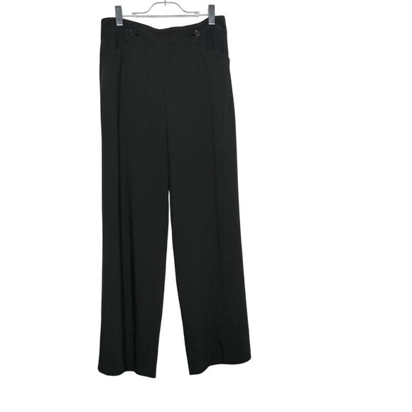 MAX STUDIO Pinstripe Twill Wide Leg Pants High Rise Stretch Black White Size 12 - Picture 1 of 10